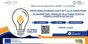 USPOSABLJANJE: »PRAKTIČNA UPORABA CHAT GPT-ja ZA PODJETNIKE ZA MARKETING, PRODAJO IN AVTOMATIZACIJO PONAVLJAJOČIH SE NALOG«