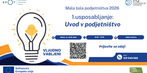 »Mala šola podjetništva 2026« 1. usposabljanje »UVOD v PODJETNIŠTVO«